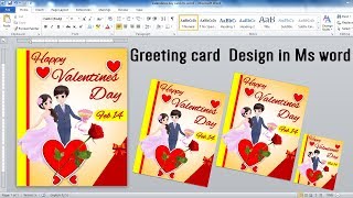 Valentine Day Greeting card Design in ms word || Microsoft office word Tutorial ||