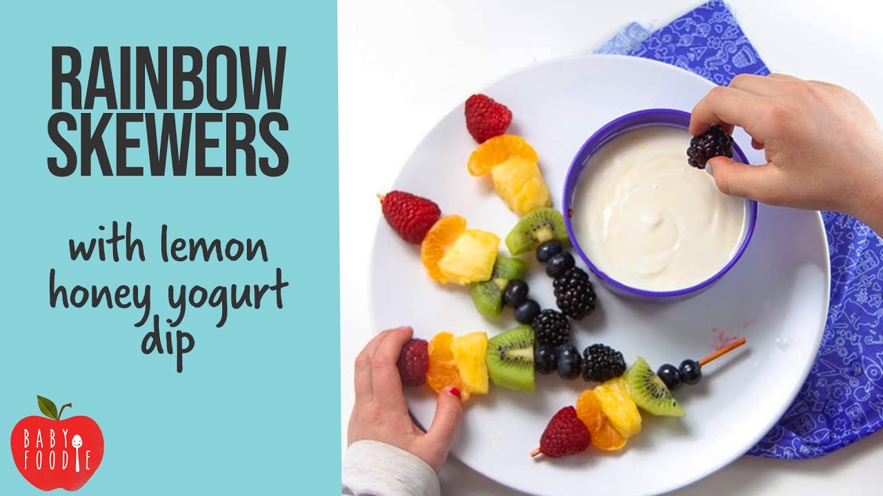 Rainbow Fruit Skewers with Lemon Honey Yogurt Dip + Toddler Favorite ...