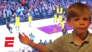 Kid casually calls game as LeBron James shoots buzzer-beating 3 vs. Pacers | ESPN