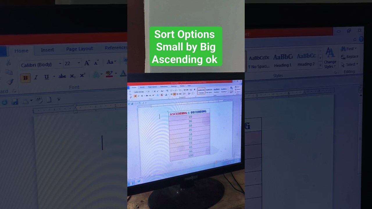 Ms Word Sort By Ascending & Descending - YouTube
