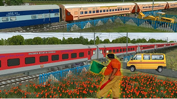Electric Trains at Level Crossing in Indian Train Simulator !! Msts Open Rails