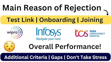 Infosys Wipro TCS | Rejection Points  |  Test Link | Onboarding Joining | Must Know | 2023 | 2022-20