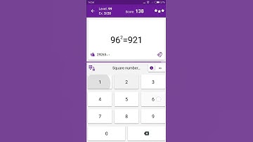 Math Tricks - Training mode - square numbers between 90 and 99 - level 099 (Number Keyboard)