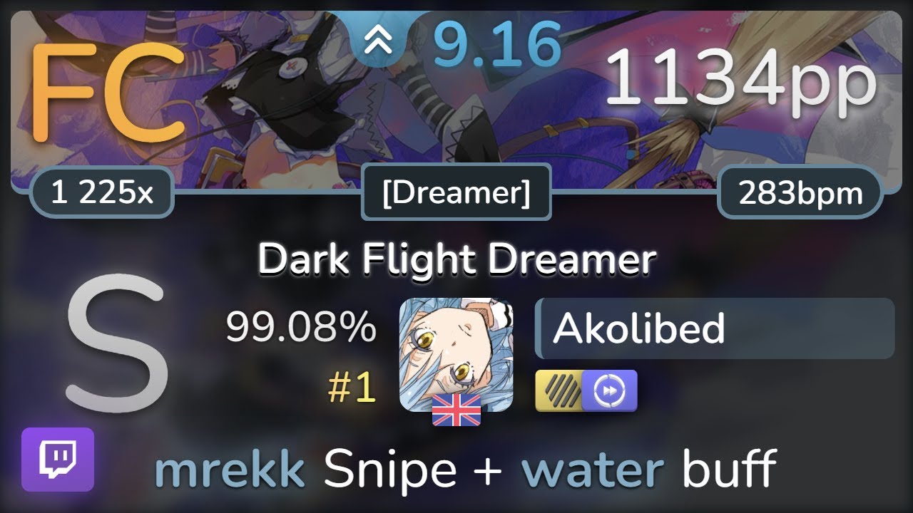 🔴 9.2⭐ Akolibed | ALiCE'S EMOTiON - Dark Flight Dreamer [Dreamer] +HDDT 99.08% (#1 1134pp FC) - osu!