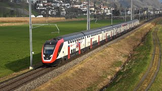 4K SBB CFF FFS Bahnverkehr Schweiz  zwischen Rorschach und Chur nach Rüthi SG Kanton Sankt Gallen