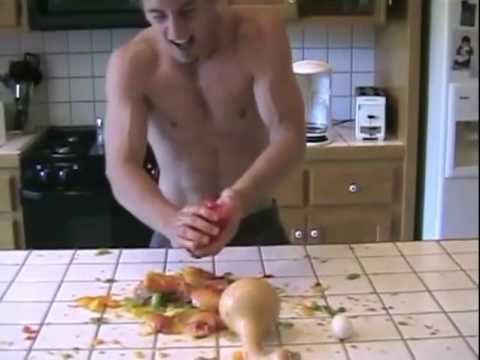 Guy Destroys Fruit With His Bare Hands, Then Drinks the Juice!