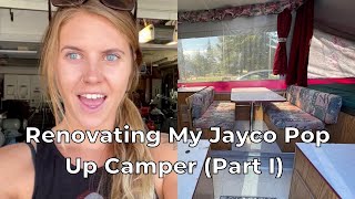 RENOVATION | Jayco Pop Up Camper for Under $1000 (Part I: Waterproofing & Painting Cabinets/Canvas)