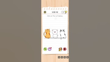 Brain test level 192 , Brain out , Click on the cat below.