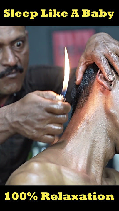 Massage With Fire And Ear Finger By Big Eyes Barber ASMR #shorts