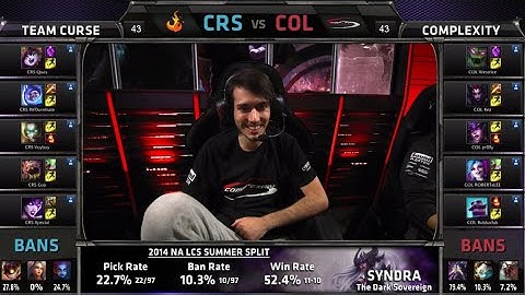 Curse vs compLexity | S4 NA LCS Summer split 2014 Super Week 11 Day 1 | CRS vs COL W11D1 G1 Full