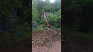 Log Home Build - Making a road/laneway with the Kubota for our neighbour #dreamlogcastle