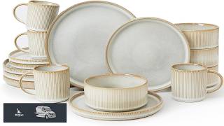 Famiware Star Dinnerware Set with Mugs Service for 4 (16pcs) Ribbed Stoneware
