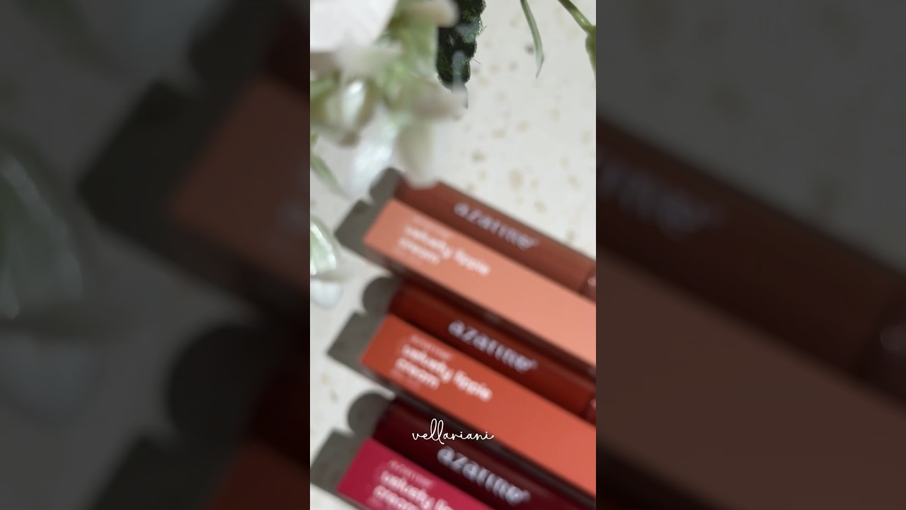Azarine Velvety Lippie Cream Swatch Creme Brulee, Choco Sundae, Cherry Punch