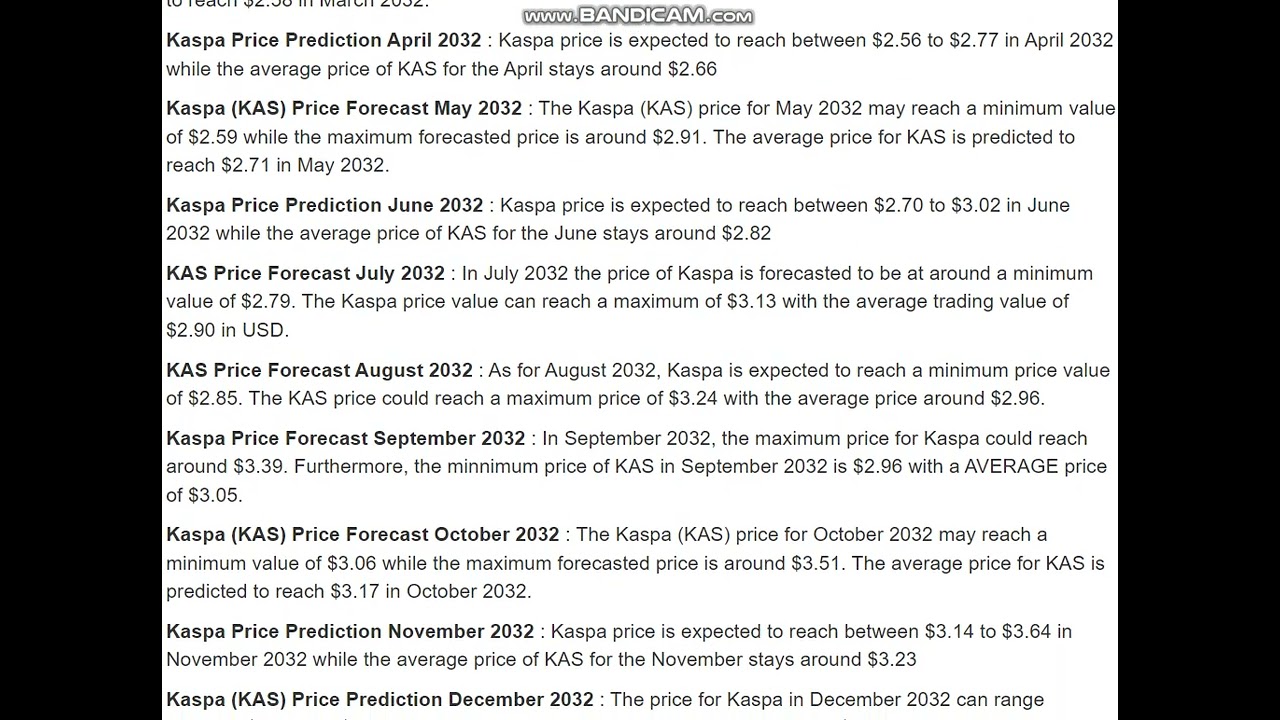 Kaspa (KAS) Price Prediction    2032   -  Kaspa (KAS) Price Prediction