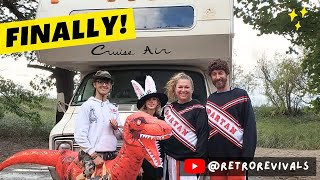 Harvey the RV's Grand Comeback!  Michigan Fall Camping in Vintage RV with an Ausom Leopard Scooter