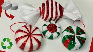 Caramelos Candy de Navidad reutilizando tapas plásticas ♻️ peppermint candy