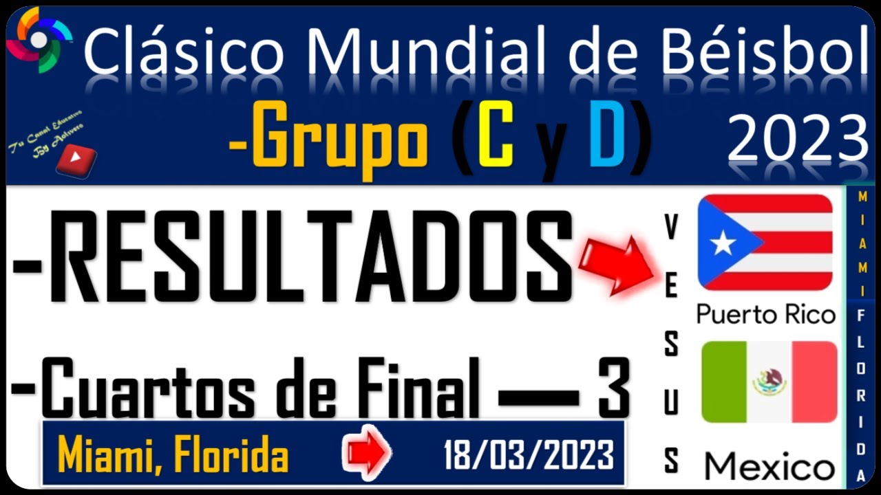 Resultados entre el Juego de PUERTO RICO y MÉXICO (Clásico Mundial de