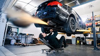 My SMALL Garage gets Budget Car Lift to Rebuild Wrecked M3 at Home