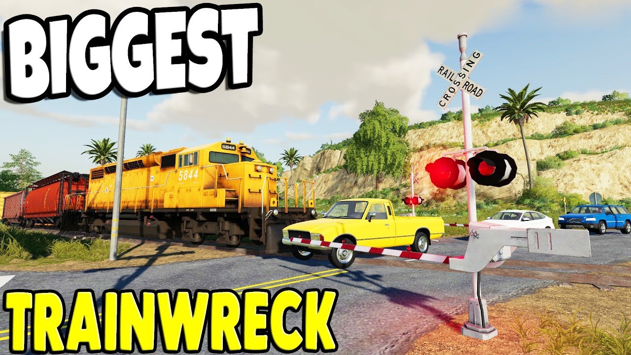 BIGGEST EVER TRAIN CRASH $25,000,000 TRACTORS & CARS DESTROYED ...