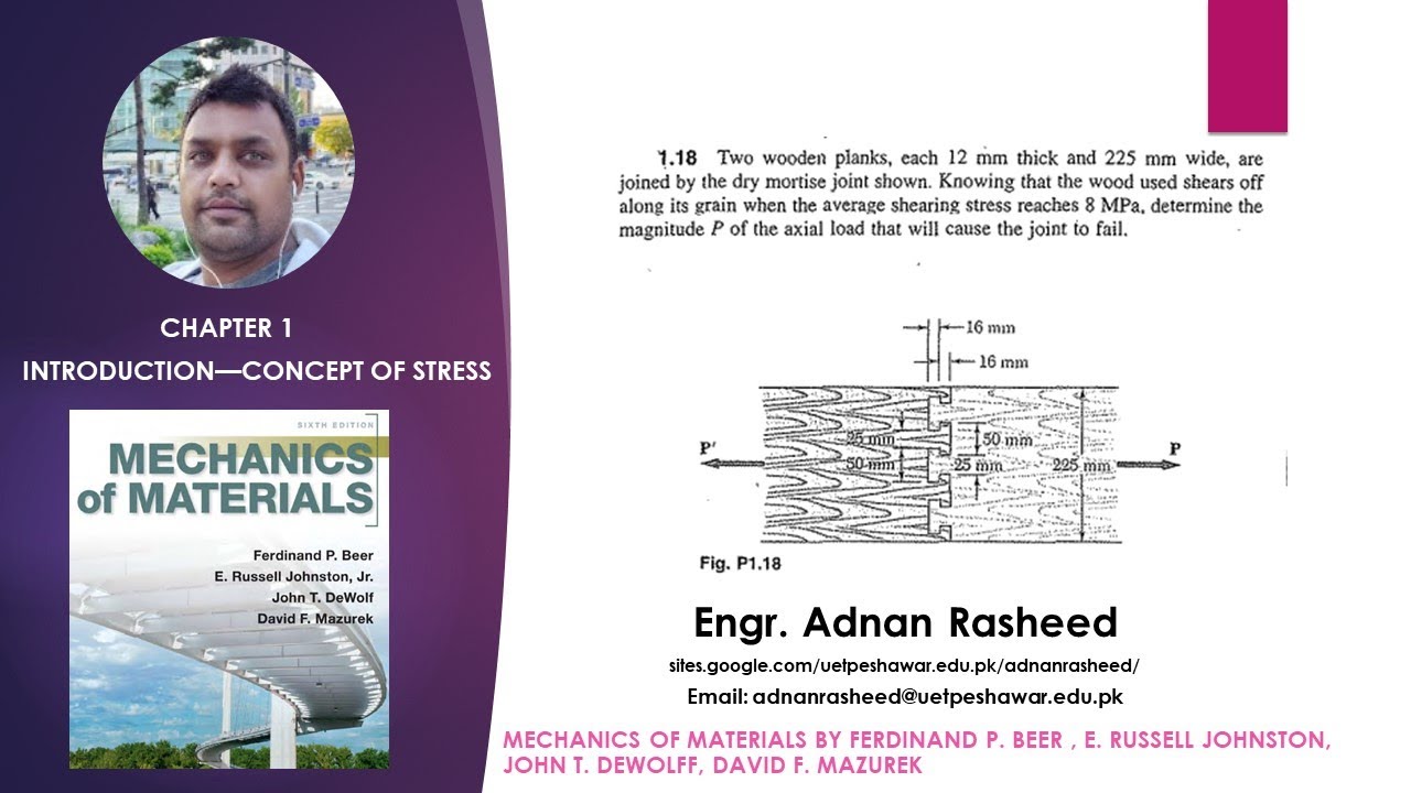 Problem 1.18 |Concept of Stresses| Engr. Adnan Rasheed # ...