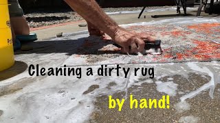 How to CLEAN A DIRTY SYNTHETIC RUG BY HAND!