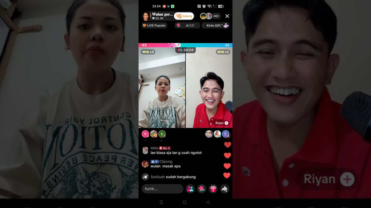 Mas Riyan PK sama Wulan sambil temani makan mie 