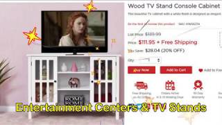 Costway TV Stand Entertainment Center Media Console Metal Frame Home Furniture Entertainment Centers for Flat Screen TV Costway