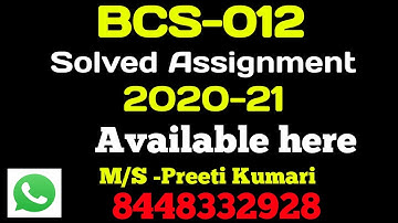 BCS-012 Basic Mathematics Solved Assignment 2020-21 By STUDY ZONE