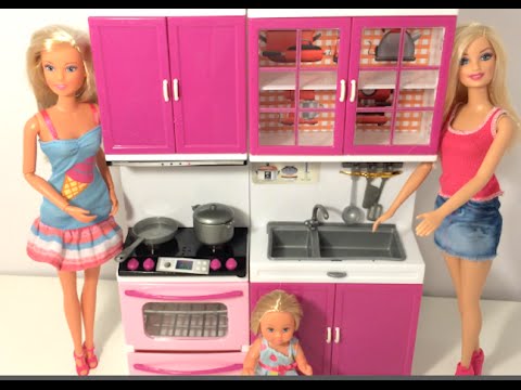 مطبخ باربى ألعاب بنات باربى المزعجة الحلقة ١# ألعاب الطبخ Barbie Kitchen  Toy Set cooking - YouTube