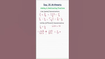 Day 18 - Fractions addition and subtraction! Like or Unlike—No Problem! #addfractions #fractions