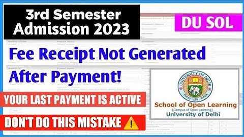 Du Sol Third Semester Admission Payment Process 2023 II Sol 3rd Sem Payment gateway & Fee Receipt