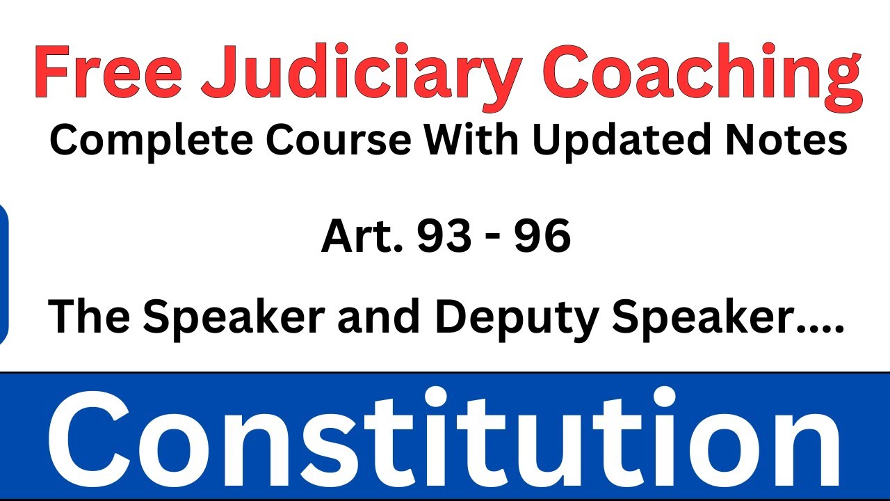 Article 93 to  96 Of The Indian Constitution | Free Judiciary Coaching | Indian Constitution |