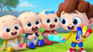 ouchie ouchie we got boo boos my turn my turn nursery rhyme kids songs babybus