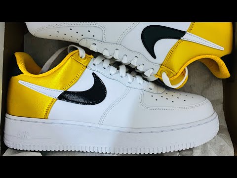 Oposición Tarjeta postal Emigrar NIKE AIR FORCE 1 (NBA “Yellow Satin”) Unboxing/review - YouTube