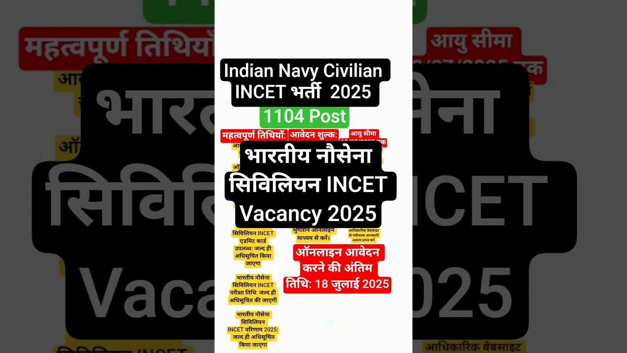 Indian Navy Civilian Recruitment 2025 | Indian Navy Civilian INCET Notification 2025 | new vacancy