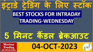 Intraday stock selection | Best stocks to trade on 04-Oct-2023 | क्या खरीदें या बेचें