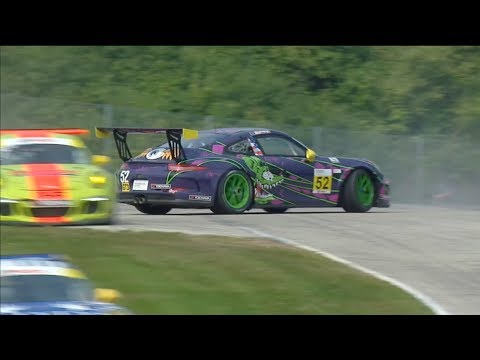 Porsche GT3 Cup Challenge USA 2018. Race 2 Road America. Spins
