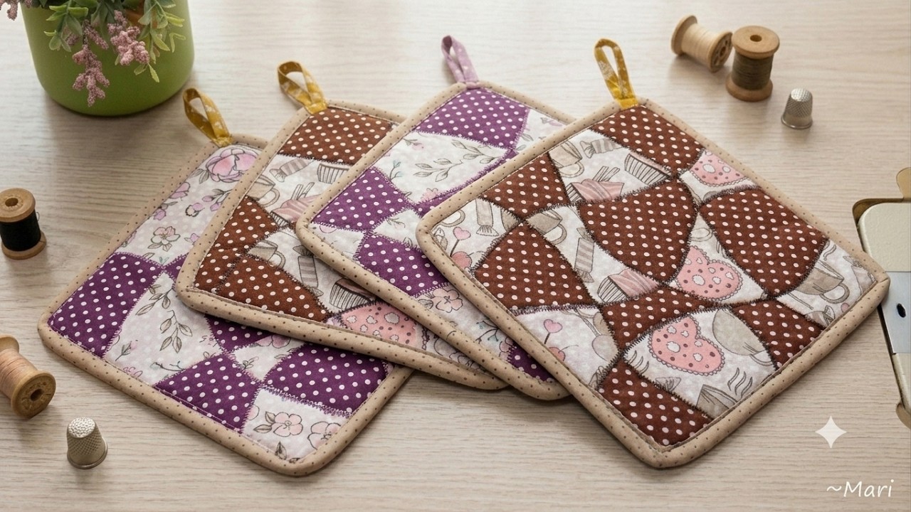 Genius Way To Use Fabric Scraps! Easy Patchwork Hot Pad Sewing