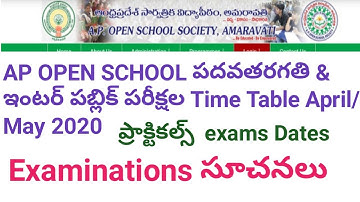 AP open school 10 th & Inter Pubic exams Time table 2020