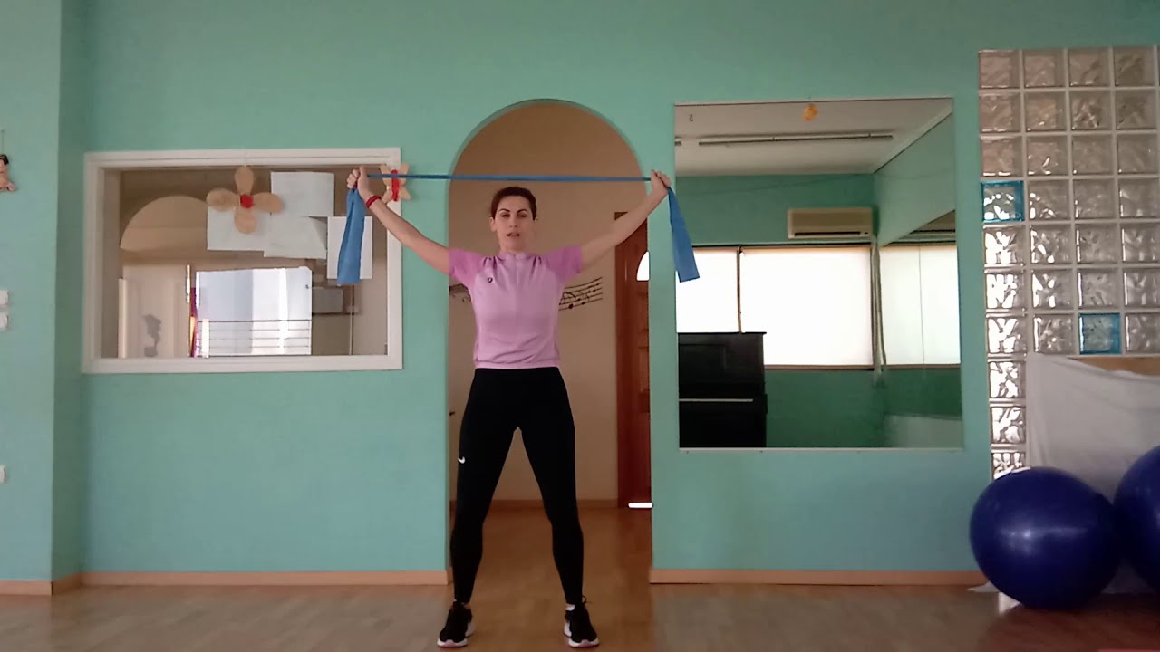 Ασκήσεις για χέρια με λάστιχο σε όρθια θέση-ΖΩΗ ΠΑΠΑΔΟΠΟΥΛΟΥ