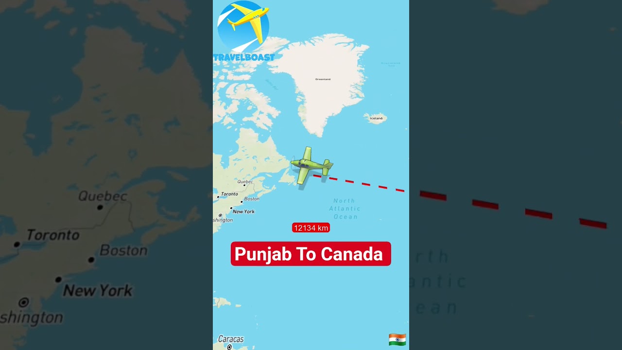 Punjab To Canada Travel journey route map video 