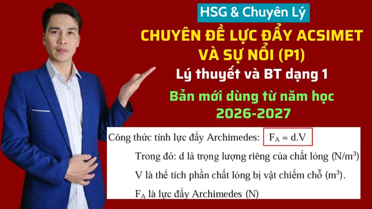 HSG Vật lý & Chuyên Lý | Chuyên Đề: Lực Đẩy Ác-si-mét & Sự Nổi (Phần 1: Lý Thuyết + Dạng 1)