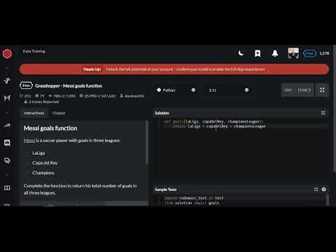 Codewars | Grasshopper - Messi goals function | Python 8 kyu