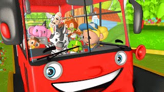 Wheels on the Bus Go Round and Round | Red Bus | English Nursery Rhyme with Lyrics