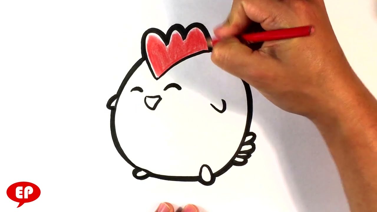 How to Draw a Cute Chicken - Easy Pictures to Draw Now - YouTube