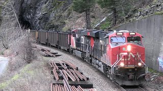 4K!! Huge Canadian National empty coal train, coming through the Historic Yale Tunnel!