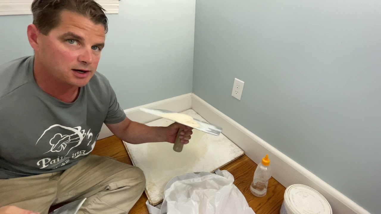 Remove Floor Adhesive from Drywall and Repair Sheetrock from Removing Old Bathroom Sink (Part 3