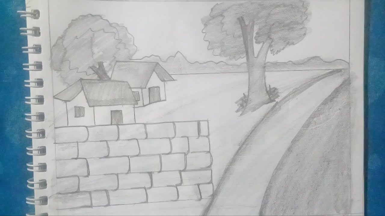 How to draw simple scenery || easy scenery drawing - YouTube
