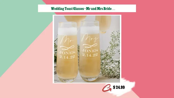 Wedding Toast Glasses - Mr and Mrs Bride and Groom Stemless Champagne Flutes - Champagne Glasses ...