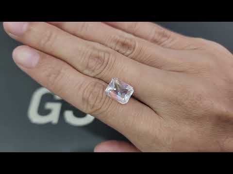 Rainbow moonstone radiant cut 5.33 carats, Madagascar Video  № 1
